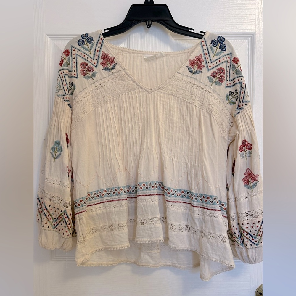 Anthropologie Kayla Embroidered Blouse